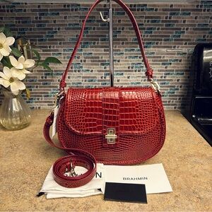 NWT Brahmin Cynthia Red Glissandro purse